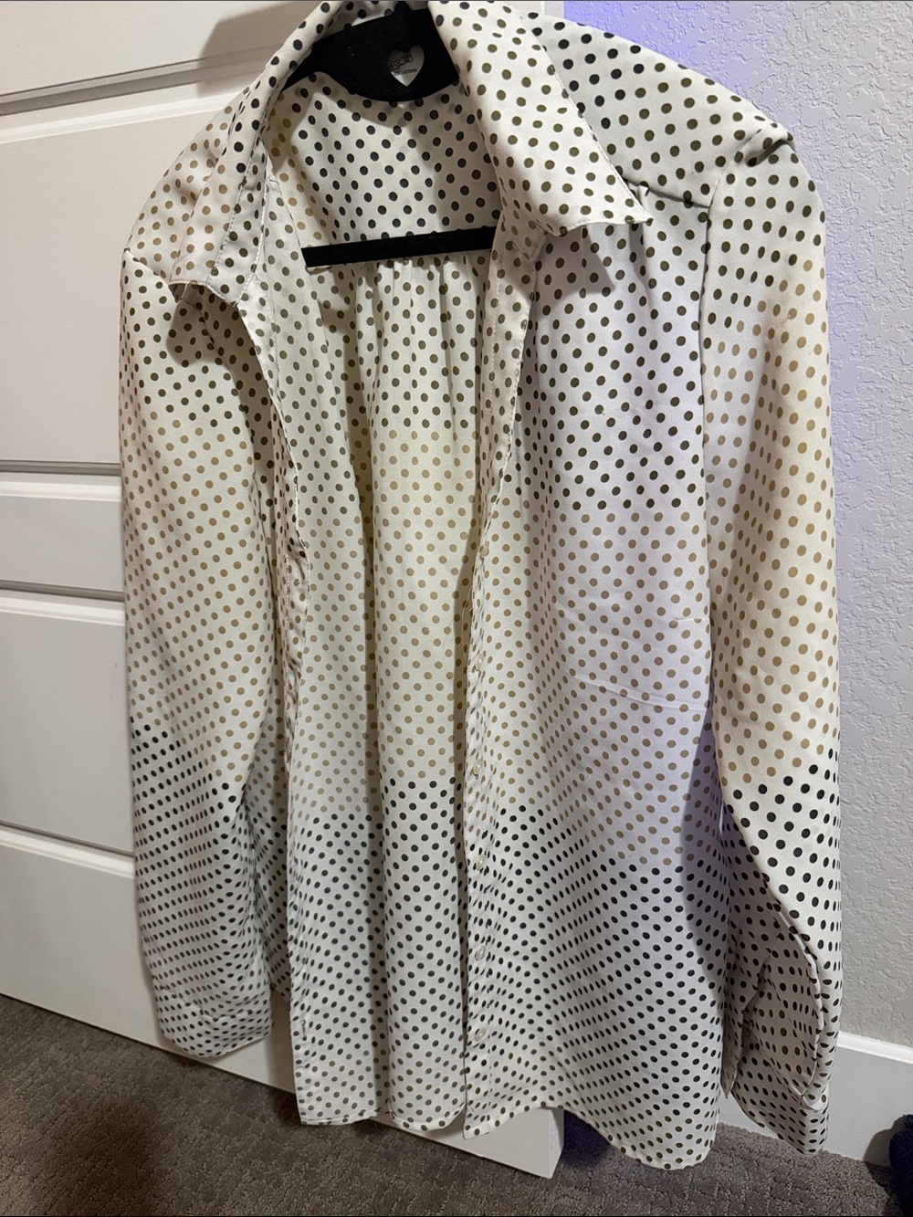 Jessica Simpson Ombré Polka Dot Button-Up Shirt in Cream